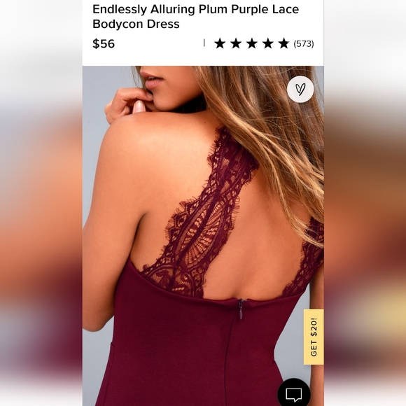 Lulu’s Endlessly Alluring Plum Purple Lace Open Back Bodycon Dress size M new - Picture 6 of 10